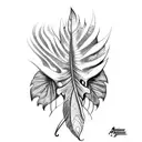 ayahuasca, brazil, indigenous, feathers, monstera deliciosa, waves tattoo design idea