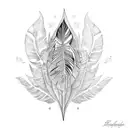 ayahuasca, brazil, indigenous, feathers, monstera deliciosa, waves tattoo design idea