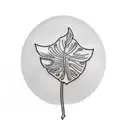 A minimalist tattoo of a monstera deliciosa leaf with a small airplane silhouette incorporated into its design tattoo design idea