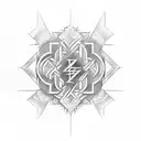 A symmetrical design featuring Lancey Foux's name in an upside cross font tattoo design idea