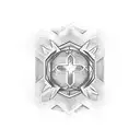 A symmetrical design featuring Lancey Foux's name in an upside cross font tattoo design idea