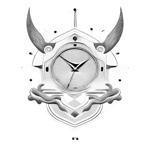 men, deamon, clock, time tattoo design idea