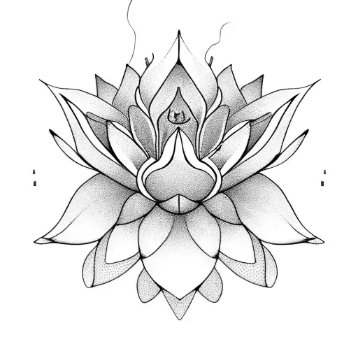 A serene lotus flower surrounded by delicate fine line art tattoo design idea