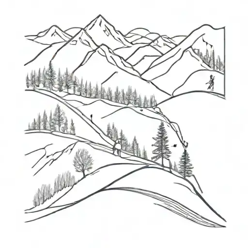 skiing slope scene tattoo design idea