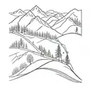 skiing slope scene tattoo design idea