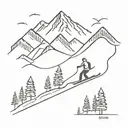 skiing slope scene tattoo design idea