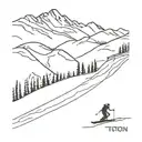 skiing slope scene tattoo design idea