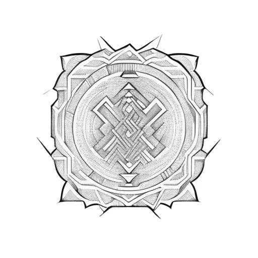 Labyrinth with an open door tattoo design idea
