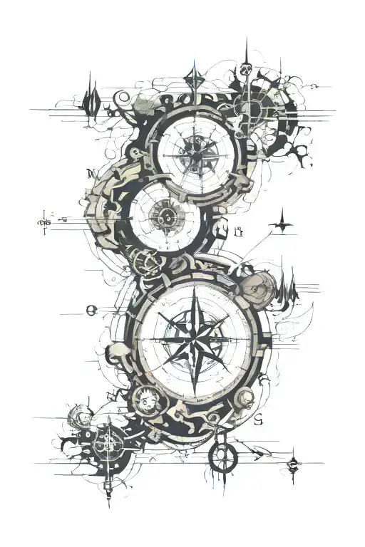 Journey map:- a map or a path woth marked milestone starting with dark and challenging symbols like stone and stroms and tattoo design idea