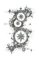 Journey map:- a map or a path woth marked milestone starting with dark and challenging symbols like stone and stroms and tattoo design idea