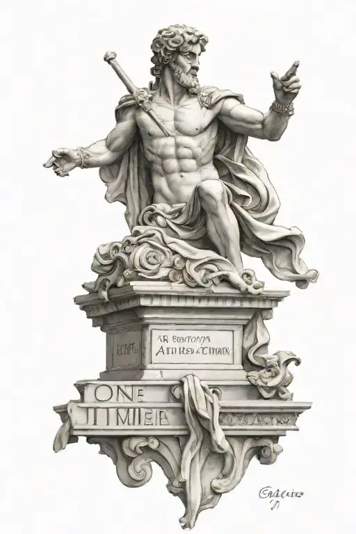 Roman sculpture quote 'one day at a time tattoo design idea