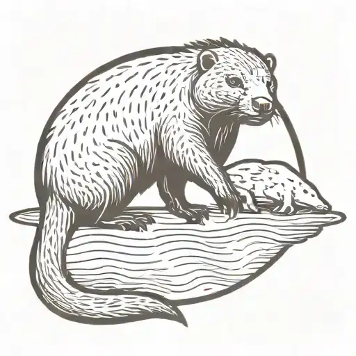 Honey badger capybara Ying yang symbol tattoo design idea