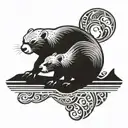 Honey badger capybara Ying yang symbol tattoo design idea