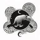 Honey badger capybara Ying yang symbol tattoo design idea