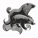 Honey badger capybara Ying yang symbol tattoo design idea