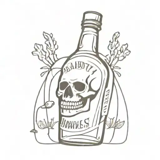  skeleton hand holding a bottle of jack daniels with the text "daddy's little girl" incorporated into the tattoo tattoo design idea