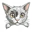 “A cute, petite kitten with four ears and three eyes. Two of its ears are normal-sized and pointy, while the other two a tattoo design idea