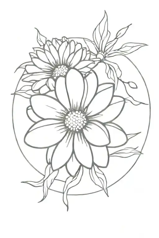 daisies spin tattoo , one day at a time piece tattoo design idea