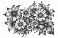 daisies, down spine  tattoo , one day at a time piece, line art  tattoo design idea