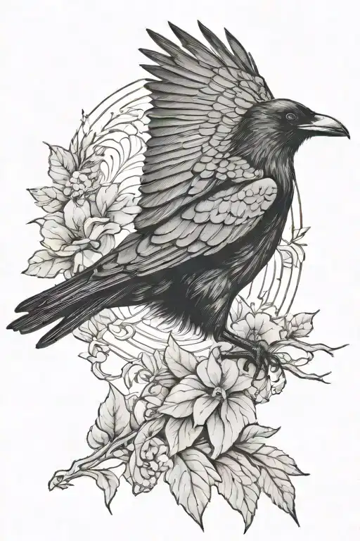 crow flying tattoo design idea