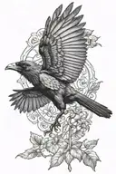 crow flying tattoo design idea
