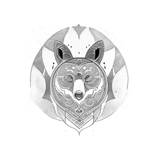 a design for a tattoo sleeve where there is a bear, a fox and an owl tattoo design idea