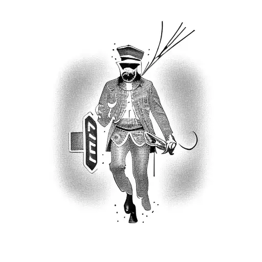 A Preakness and Jockey Club street sign with Frankie Beverly and Maze symbol  tattoo design idea