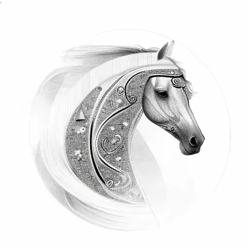 horse with a diamond shape on the head tattoo design idea