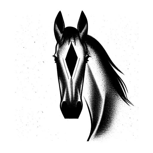 a horse with a white 4 pointed diamond on the forehead top right diagonal line of the diamond should have a curve on it tattoo design idea