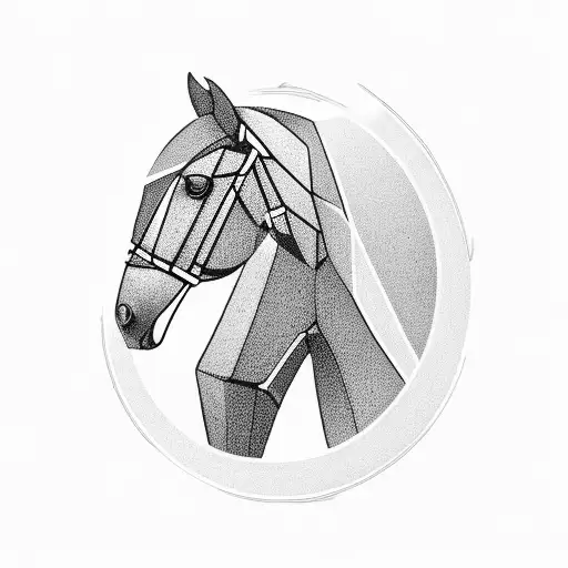 horse with a diamond shape on the head tattoo design idea