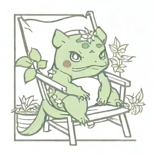 Bulbasaur in sunchair tattoo design idea