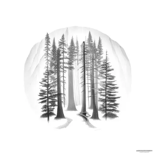 Redwood Forest with deer tattoo design idea