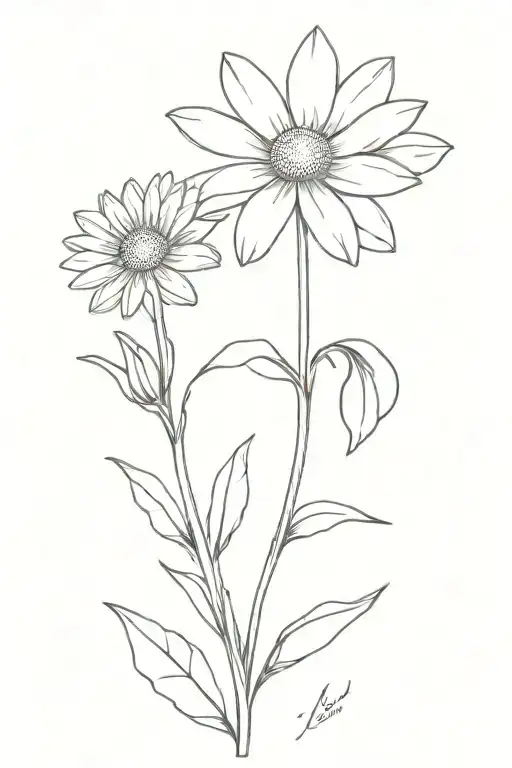 CUSTOM IVORI BIRTH FLOWER GROWING OUT OF A Daisy flower tattoo design idea