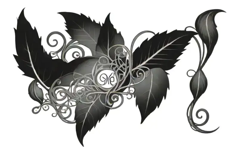 IX • II • MCMLIV infront as roman numerals, vines behind it,   tattoo design idea