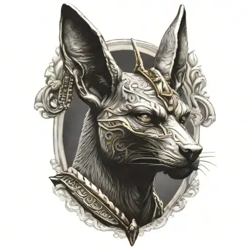 Anubis holding cane  tattoo design idea