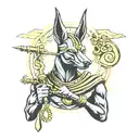 Anubis holding cane dangerous   tattoo design idea