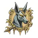 Anubis holding cane dangerous   tattoo design idea