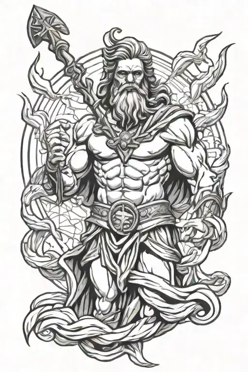 Zeus Holding A Lightning Bolt tattoo design idea