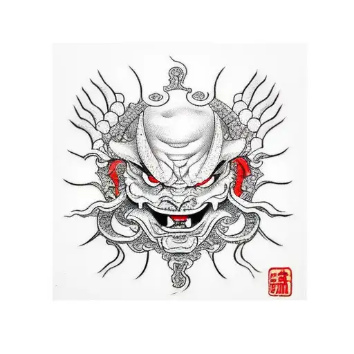 demon smiley face hand tattoo design idea