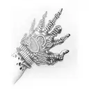 skeleton hand diamond ring tattoo design idea