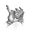skeleton hand diamond ring tattoo design idea