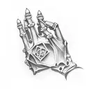 skeleton hand diamond ring tattoo design idea