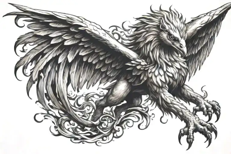 griffin forearm tattoo design with flames in the back  tattoo design idea