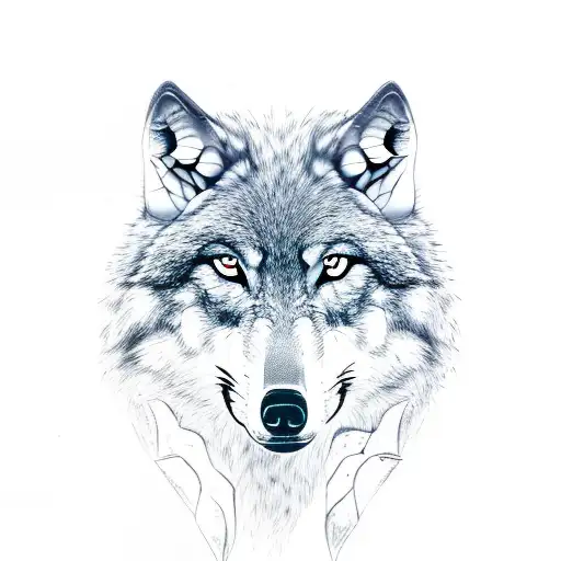 side profil wolf with flaming claws on its fromt paws tattoo design idea