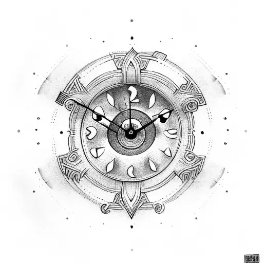 Viking clock above trees on inner forearm tattoo design idea