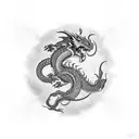 A tattoo of a dragon from Eragon surrounded by a border of gaming dice tattoo design idea
