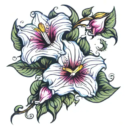 Trippy vivid morning glory flower on arm tattoo design idea