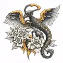 scorpion and angel wings tattoo design idea