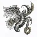 scorpion and angel wings tattoo design idea