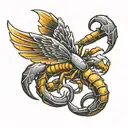 scorpion and angel wings tattoo design idea